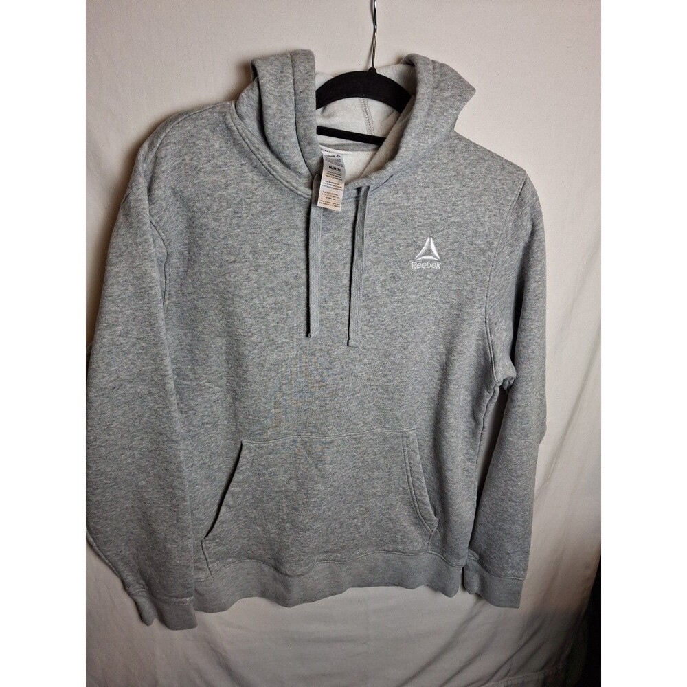 REEBOK Men's Essential Fleece Hoodie Gray Heathered Sweatshirt Size M